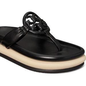 Tory Burch Miller Cloud Puff sandal, size 8 - Perfect Black/New Cream